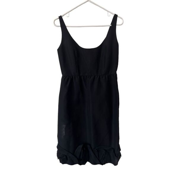 Jill Stuart Black Sleeveless Scoop Neck V Back Ruffle Hem Mini Dress Size 8 - Picture 2 of 11